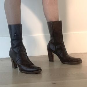 Platform Miu Miu leather ankle boots
